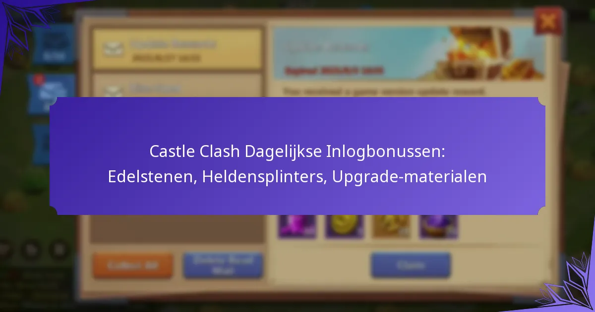 Castle Clash Dagelijkse Inlogbonussen: Edelstenen, Heldensplinters, Upgrade-materialen