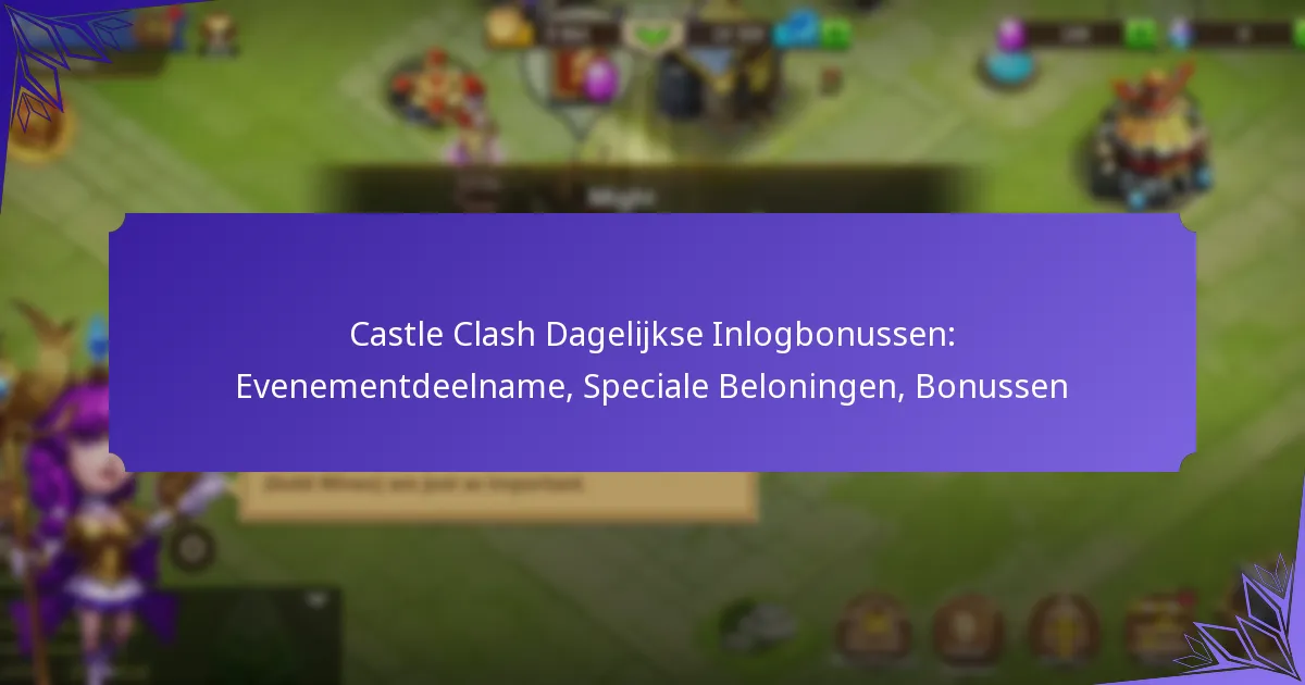 Castle Clash Dagelijkse Inlogbonussen: Evenementdeelname, Speciale Beloningen, Bonussen