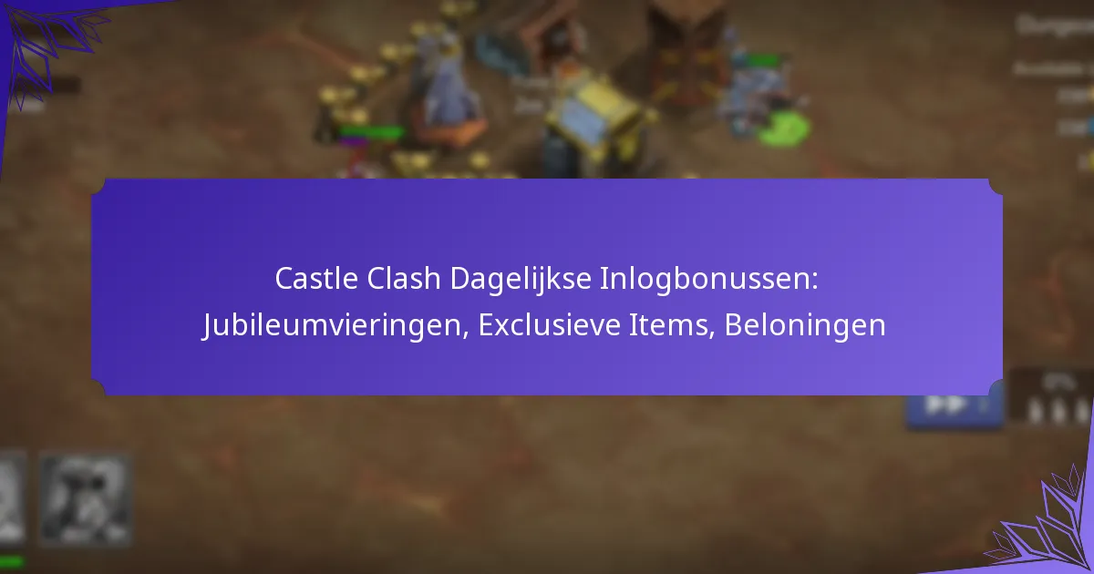 Castle Clash Dagelijkse Inlogbonussen: Jubileumvieringen, Exclusieve Items, Beloningen