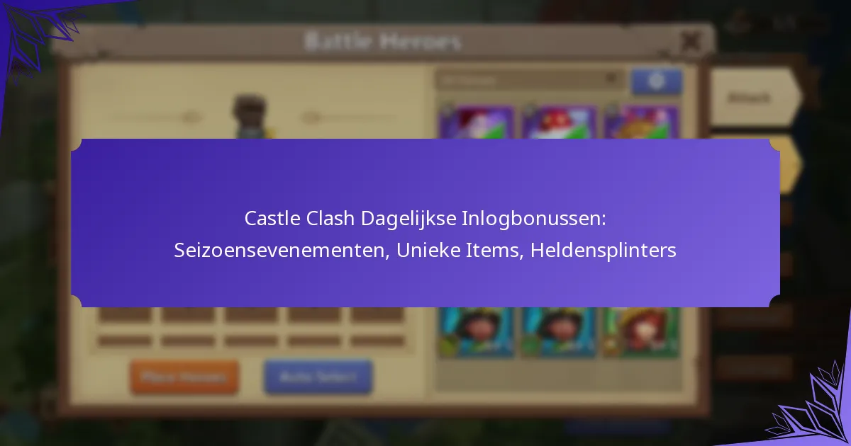 Castle Clash Dagelijkse Inlogbonussen: Seizoensevenementen, Unieke Items, Heldensplinters
