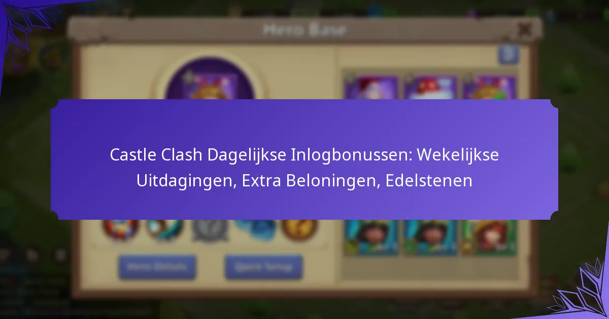 Castle Clash Dagelijkse Inlogbonussen: Wekelijkse Uitdagingen, Extra Beloningen, Edelstenen