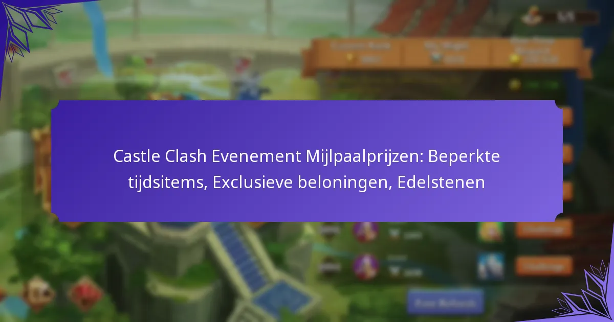 Castle Clash Evenement Mijlpaalprijzen: Beperkte tijdsitems, Exclusieve beloningen, Edelstenen