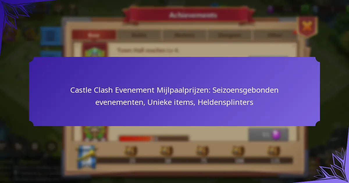 Castle Clash Evenement Mijlpaalprijzen: Seizoensgebonden evenementen, Unieke items, Heldensplinters