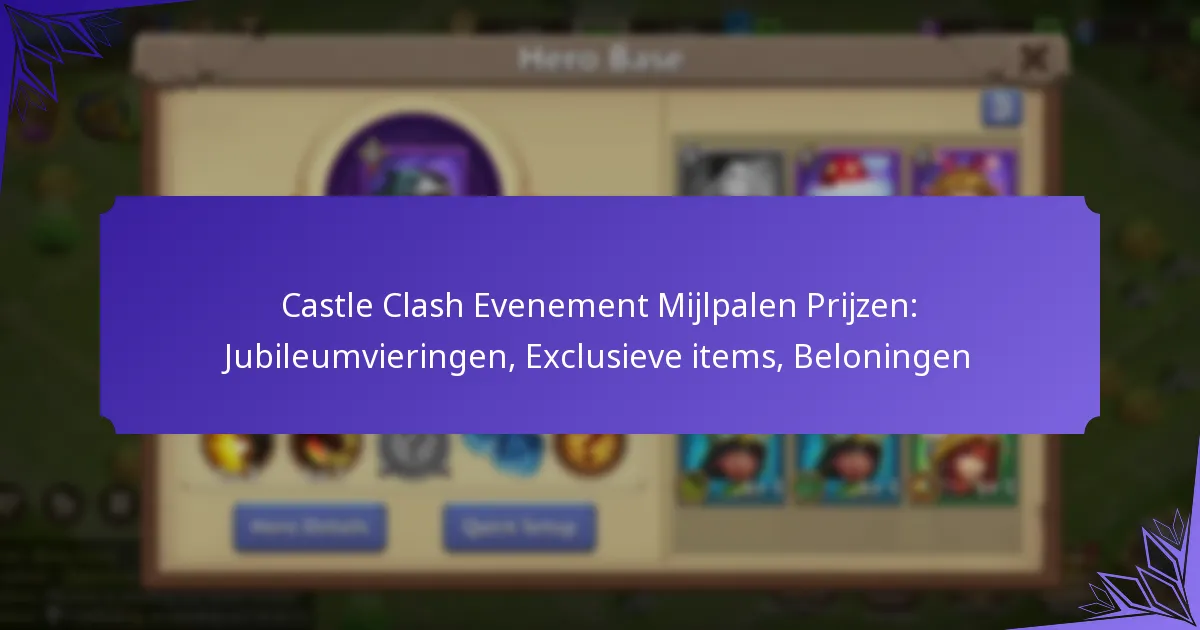 Castle Clash Evenement Mijlpalen Prijzen: Jubileumvieringen, Exclusieve items, Beloningen