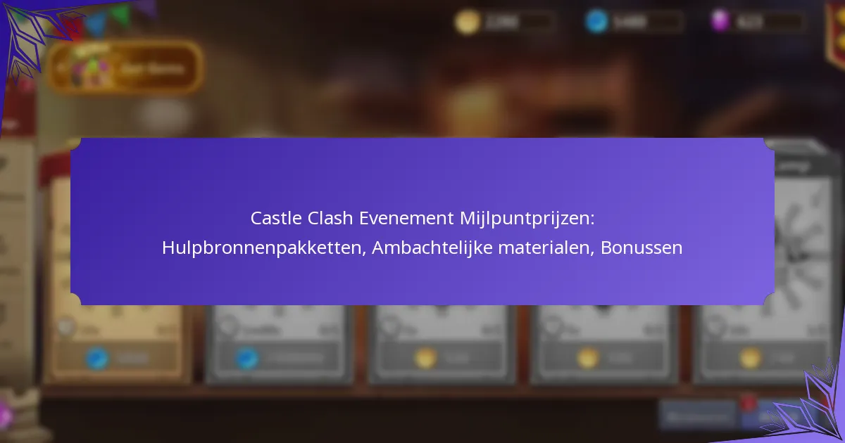 Castle Clash Evenement Mijlpuntprijzen: Hulpbronnenpakketten, Ambachtelijke materialen, Bonussen
