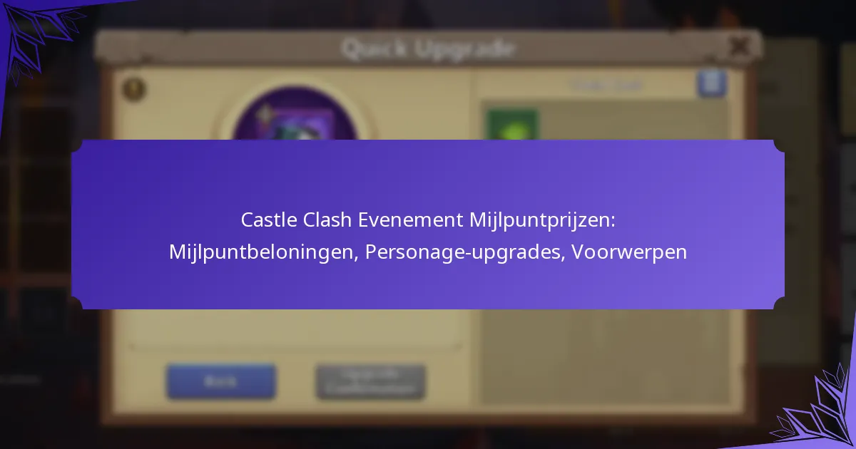 Castle Clash Evenement Mijlpuntprijzen: Mijlpuntbeloningen, Personage-upgrades, Voorwerpen