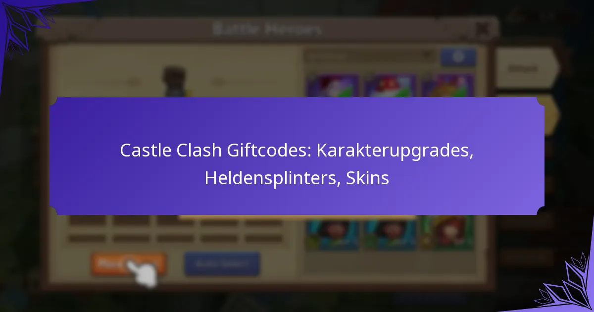 Castle Clash Giftcodes: Karakterupgrades, Heldensplinters, Skins